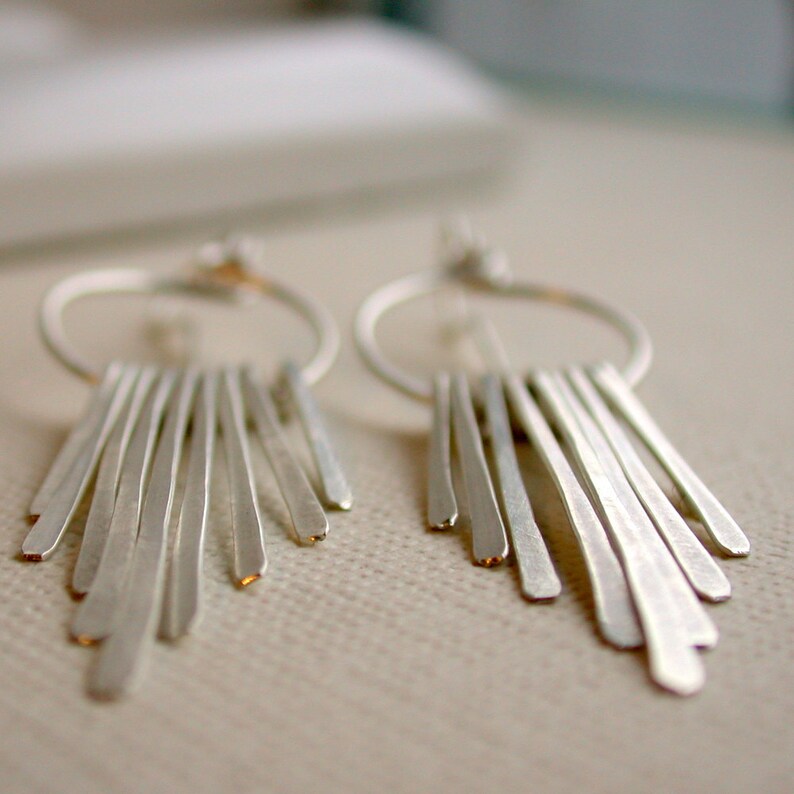 Fringe Earrings Statement Earrings Boho Earrings Chandeleir Earrings Long Fringe Earrings Tassel Earrings Metal Fringe Earrings image 4