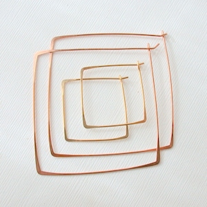 Large Square HOOP Earrings. Geometric Earrings Square Hoops Gold Square Earrings  Extra Large Modern Hoops. Statement Earrings