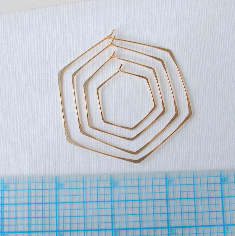 Geometric Hexagon Hoop Earrings. Large Hexagon Minimalist Etsy
