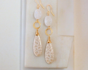OOAK. One of A Kind Coral Fossil Earrings