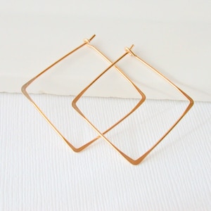 Square Hoop Earrings. Square Hoops. Gold Square Hoops. Sterling Silver Square Hoop Earrings. Minimalist Hoop Earrings. image 2