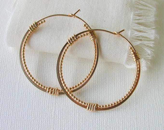 Featured listing image: The Perfect Girlfriend Gift. Classic Round Hoops Upgraded! 14k Gold Fill. Lightweight. 1.5" Free Shipping