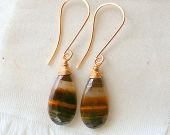 Simple Tiger's Eye Gemstone Earrings