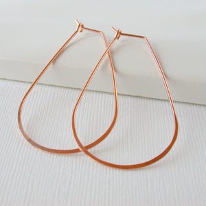 Rose Gold Teardrop Hoop Earrings. Medium Teardrop Hoop Earrings. Teardrop Hoops. Also Available in Sterling Silver and 14kGold Fill.