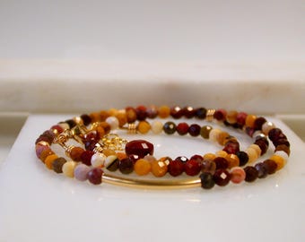 Australian Mookaite Colorful Beaded Gemstone Necklace