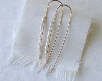 Long Pearl Wrapped Threader Earrings