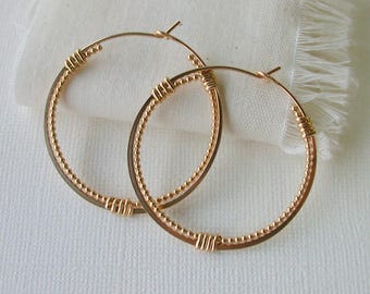 The Perfect Girlfriend Gift. Classic Round Hoops Upgraded! 14k Gold Fill. Lightweight. 1.5" Free Shipping
