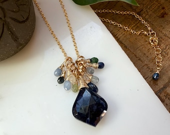 Ombre Blue Sapphire Pendant Necklace.