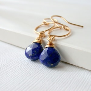 Gemstone Earrings Lapis Lazuli Drops Lapis Lazuli Dangles Lapis Lazuli Jewelry Blue Gemstone Earrings Lapis Lazuli Earrings