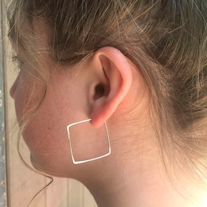 One Day Sale! Silver Square Hoop Earrings. Square Hoops.