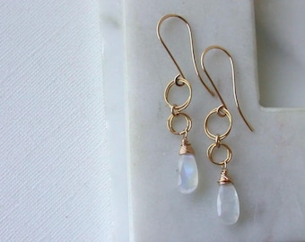 Polished Moonstone Gemstone Earrings