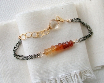 Hessonite Garnet Ombre Bracelet.