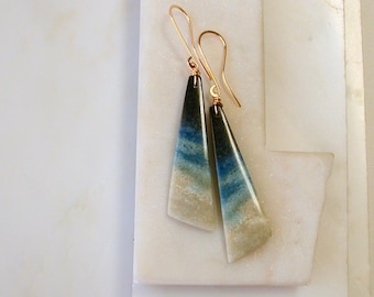 OOAK. Natural Trolleite Gemstone Statement Earrings.