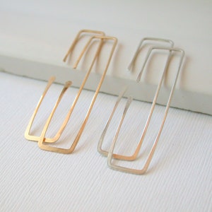 Rectangle Threader Earrings Geometric Earrings Geometric Hoop Earrings Rectangle Hoops Rectangle Earrings Threader Hoops