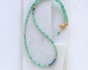 Emerald and Blue Diamond Beaded Necklace