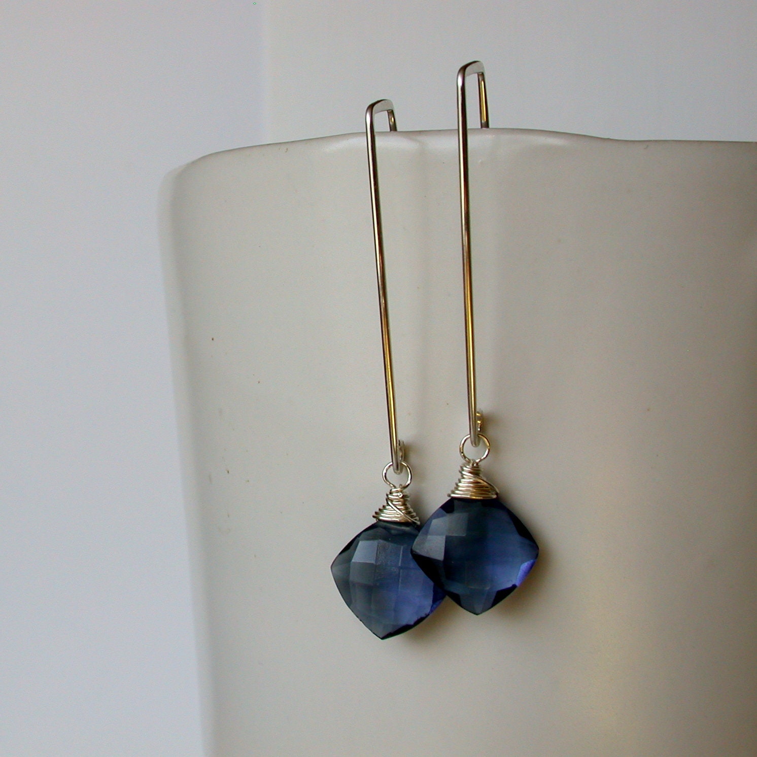 Gemstone threader earrings deals