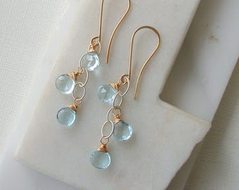 Genuine Swiss Topaz Trio Dangle Earrings