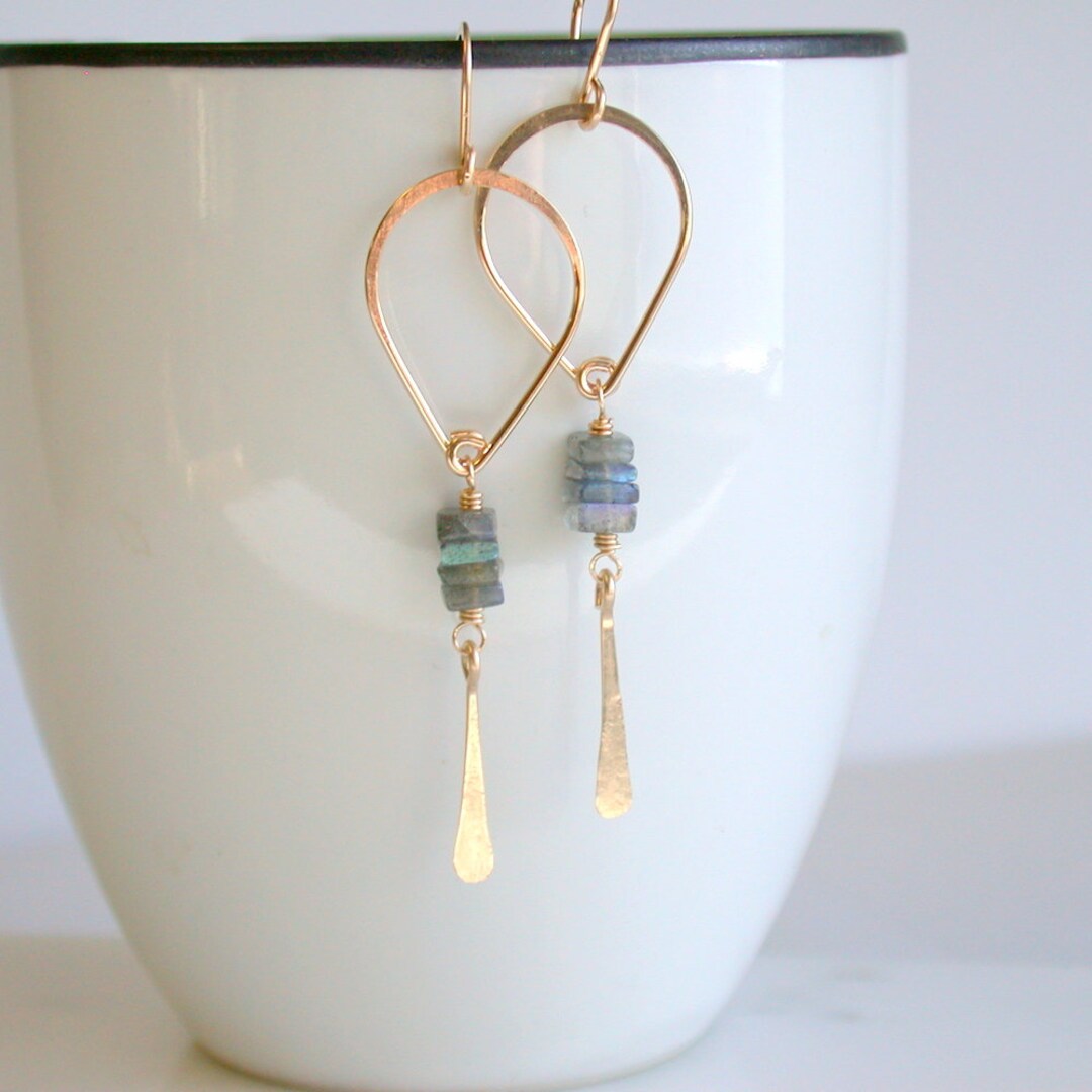 •LABRADORITE TEARDROP• silver dangle earrings