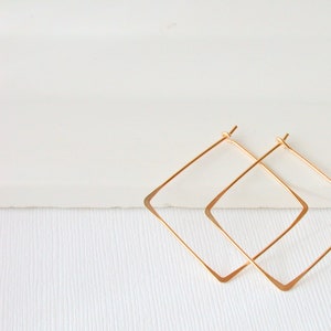 Square Hoop Earrings. Square Hoops. Gold Square Hoops. Sterling Silver Square Hoop Earrings. Minimalist Hoop Earrings.