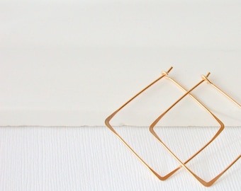 Square Hoop Earrings. Square Hoops. Gold Square Hoops. Sterling Silver Square Hoop Earrings. Minimalist Hoop Earrings.