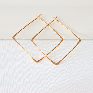 Square Hoop Earrings. Square Hoops. Gold Square Hoops. Sterling Silver Square Hoop Earrings. Minimalist Hoop Earrings. image 4