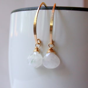 Labor Day SALE! Elegant Moonstone Drop Earrings. Moonstone White Gemstone Threader Earrings. Bridal Moonstone Earrings.