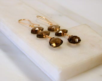 Smoky Quartz Gemstone Stack Earrings
