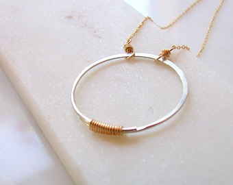 Mixed Metal Circle Necklace