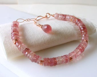 Strawberry Quartz Beaded Bracelet