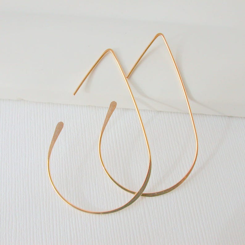 Hoop Earrings Threader Earrings Gold Hoop Earrings Open Hoop Etsy