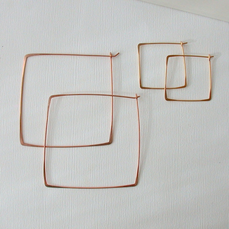 Square Hoop Earrings. Square Hoops. Gold Square Hoops. Sterling Silver Square Hoop Earrings. Minimalist Hoop Earrings. image 9