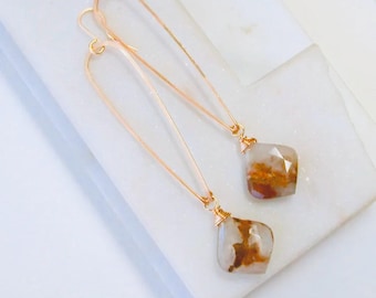Golden Rutilated Quartz Statement Earrings.