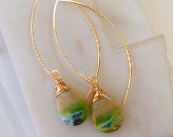 OOAK. One of A Kind Petrified Wood Earrings. 14k Gold Fill.
