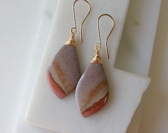 OOAK. Polychrome Jasper Unique  Earrings. Unique Gorgeous Earrings. One of a Kind Statement Earrings.