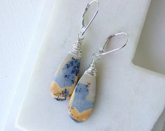 OOAK. One of a Kind Gemstone Earrings. Maligano Jasper Statement Earrings. Sterling silver and Gemstone EArrings.