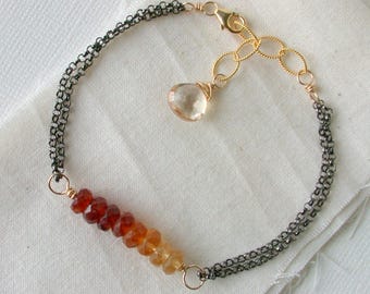 Hessonite Garnet Ombre Bracelet.