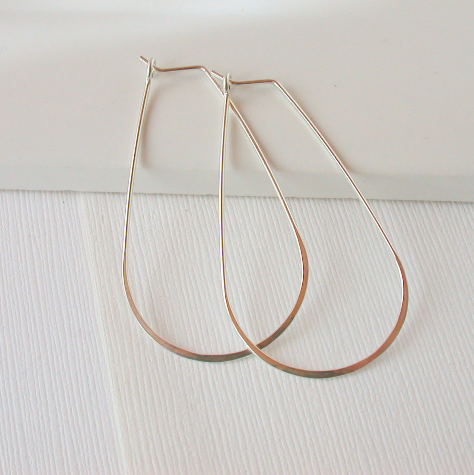 Teardrop Hoop Earrings Silver Hoop Earrings Gold Hoops Gold | Etsy