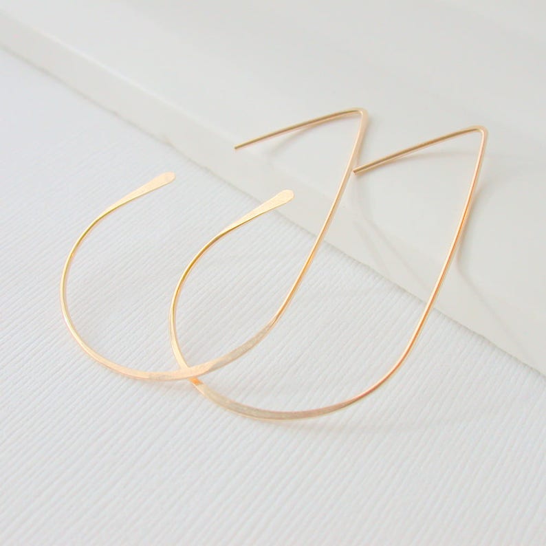 Hoop Earrings Threader Earrings Gold Hoop Earrings Open Hoop Etsy
