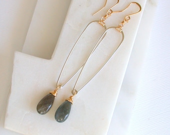 Slender Labradorite Teardrops
