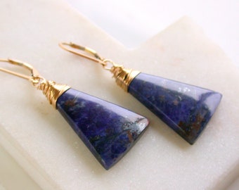 OOAK. One of A KInd Sodalite Earrings. Statement Gemstone Earrings. Gifts for Her. Anniversary Gift for Her.