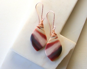 OOAK. Gemstone Statement.  One of A Kind Mookaite Earrings