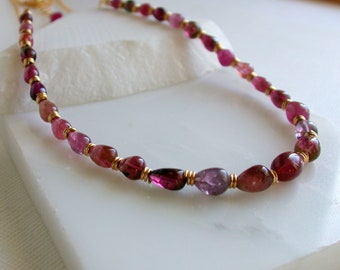 Statement Holiday Gemstone Necklace. Grade A Tourmaline Strand Necklace. Gifts for Her. Gemstone Tourmaline Necklace. One of a Kind Necklace