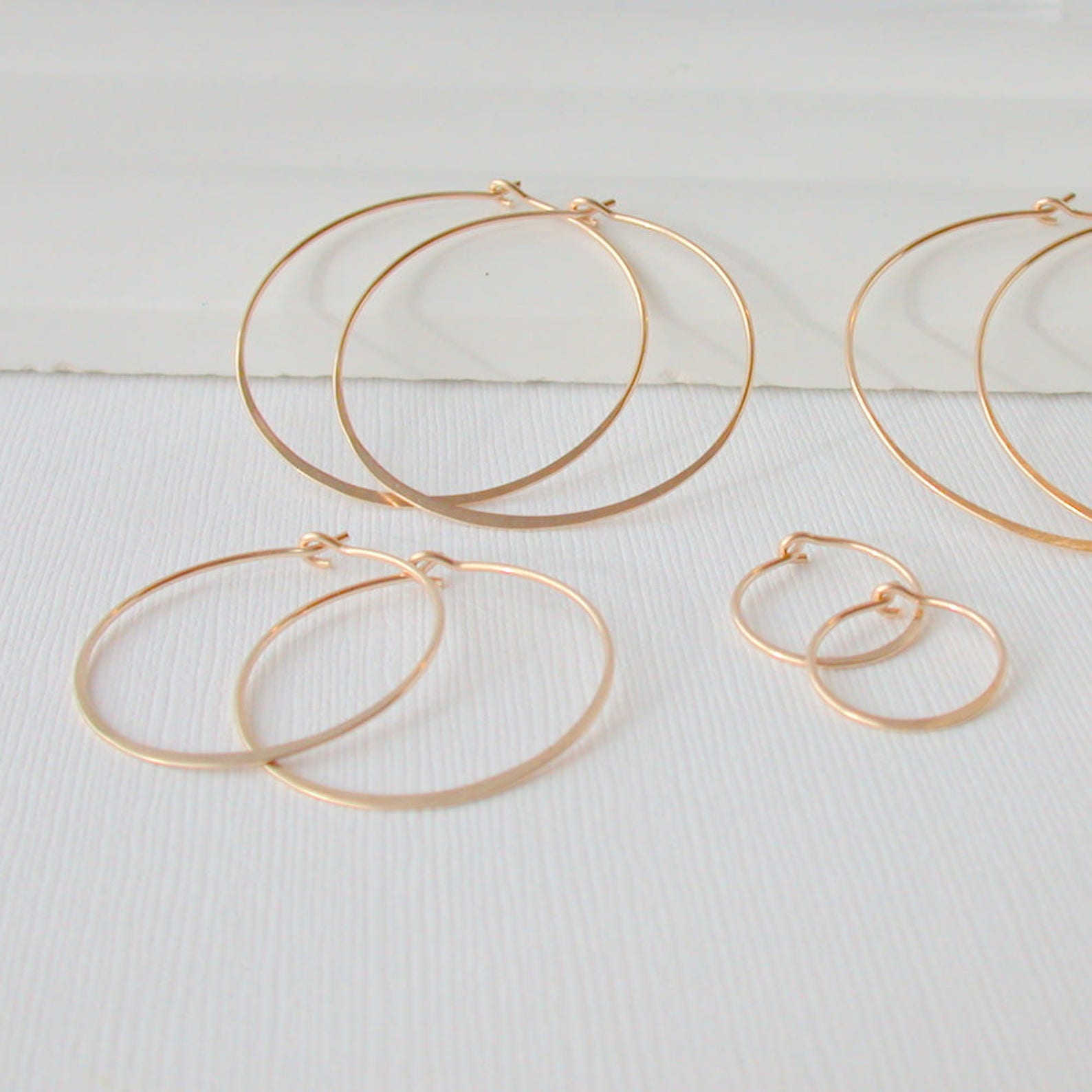 Wire Round Hoops Sterling Round Hoops Gold Hoops Gold Round | Etsy