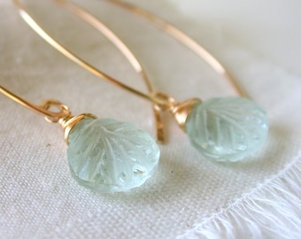 Carved Aquamarine Drop Threaders