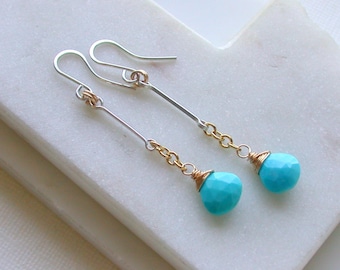 Slender Turquoise Drop Earrings