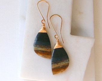 OOAK. Midnight Sky. One of A KInd Petrified Wood Earrings
