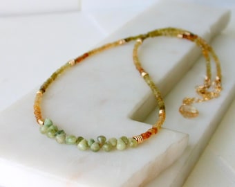 Green Tourmaline and Sapphire Teardrop Strand