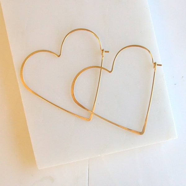 Heart Hoop Earrings Valentine Heart Earrings Sterling Heart Hoops. Gold Heart Hoops. Lightweight Hoops. Minimalist Hoops