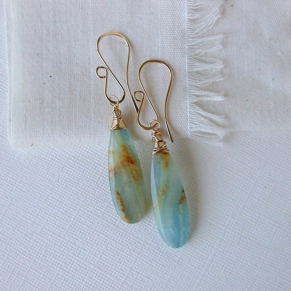 OOAK. One of a Kind Blue Calcite Earrings. Calcite Gemstone Earrings. Statement Earrings. Teardrop Gemstone Earrings. Gifts for Her.