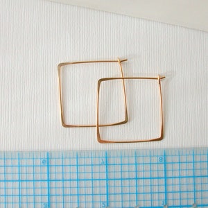 Square Hoop Earrings. Square Hoops. Gold Square Hoops. Sterling Silver Square Hoop Earrings. Minimalist Hoop Earrings. image 7